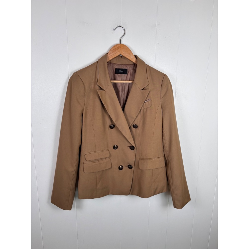 Roem‎ Double Breasted Blazer Women's Jacket Business Casual Career Carmel Tan S